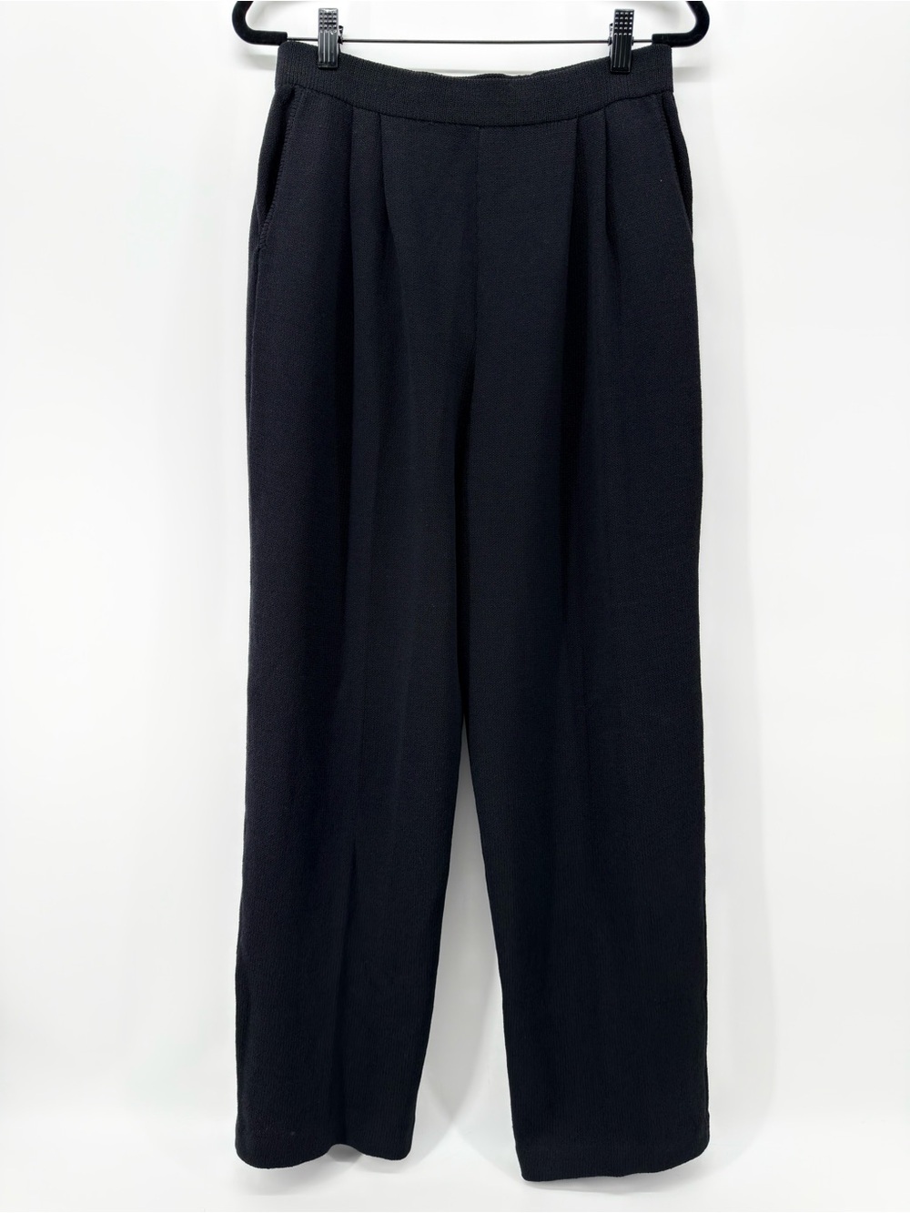 ST. JOHN Santana Knit Straight Leg Pull On Pant 6 Black High Rise